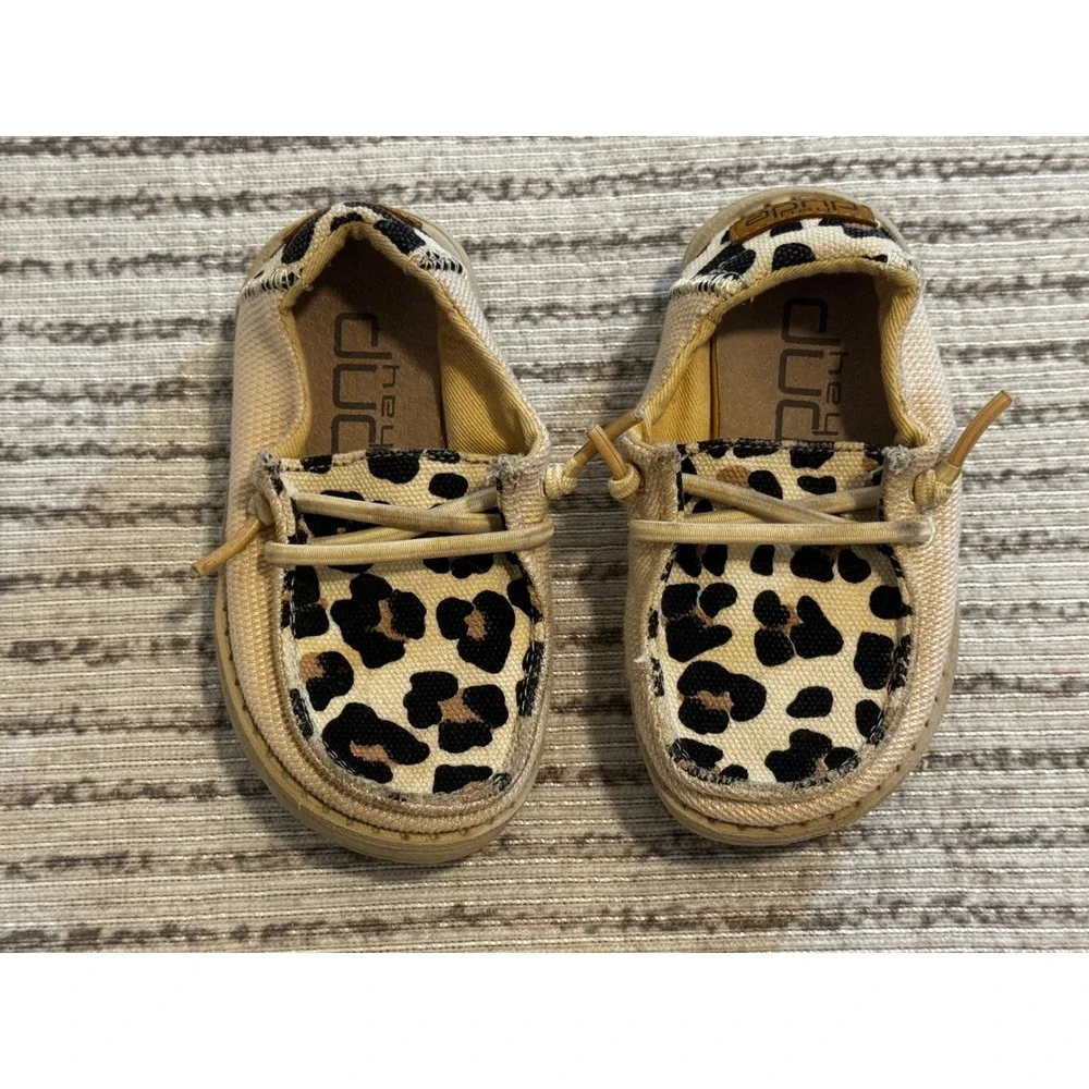 Hey Dude Wendy Toddler Funk Leopard Print Slip On Shoes Tan Black Kids Size K6